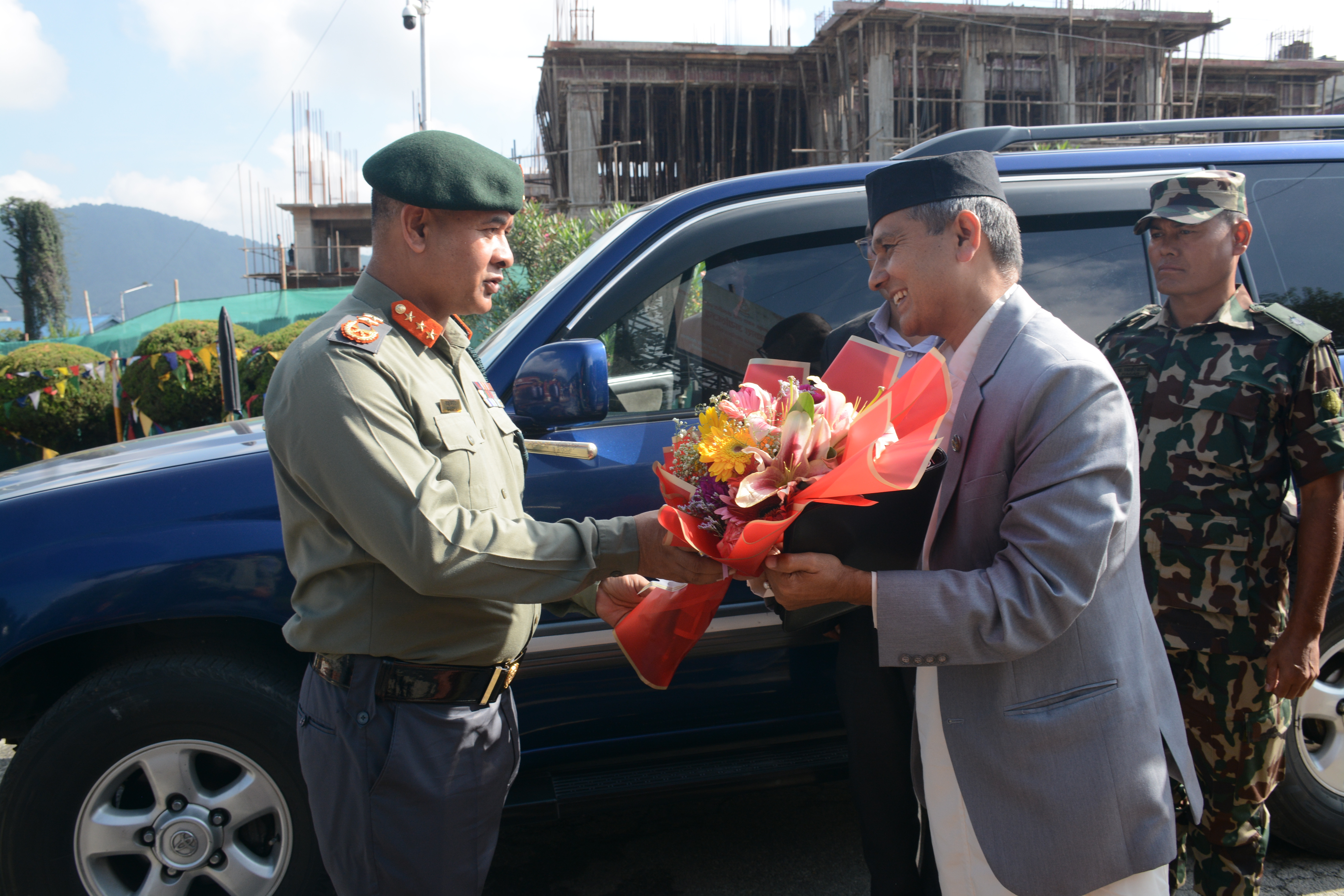 Group photos taken with Hon.Minster Aryal while visiting APF Headquarters